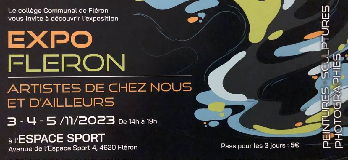 Affiche. Artistes de chez nous et d|ailleurs à Fléron. Принимают участие  Elena Vinakurava и Михаил Жиляк. 2023-11-03